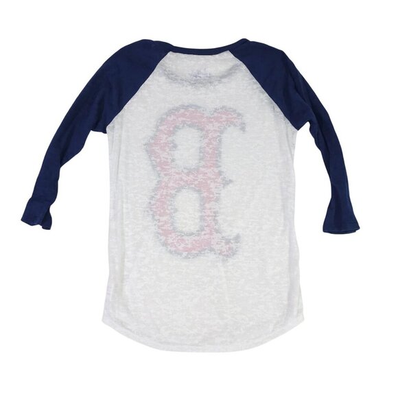Boston Red Sox Touch By Alyssa Milano Raglan Baseball Tee XL Sheer Cotton Blend - Picture 7 of 7